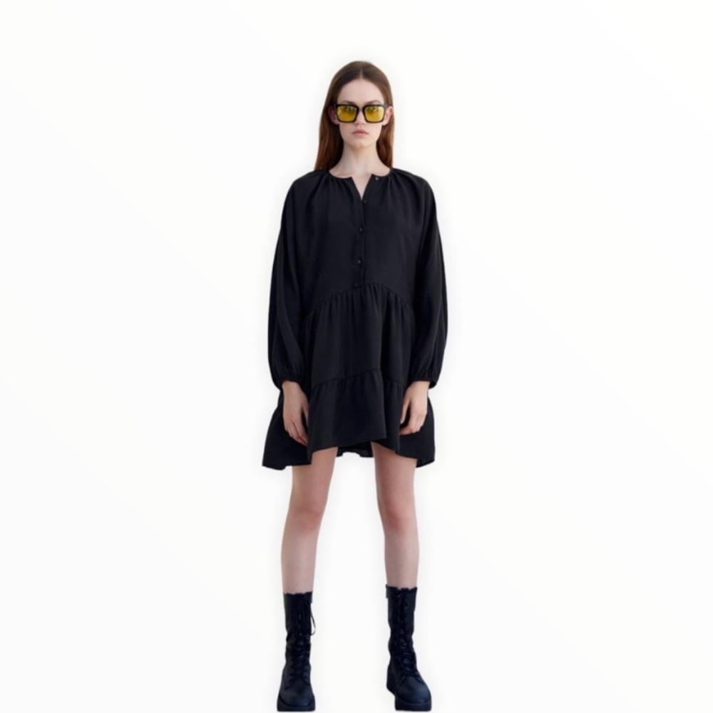 Zara short tiered dress in black - XS